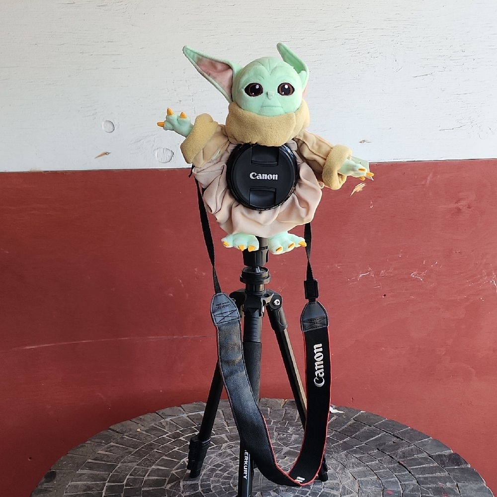 Canon Tripod with Adorable Green Toy